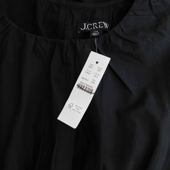 NWT!! J. CREW Hyacinth Dress Smocked Cotton Poplin Black Midi Pockets Poplin XSP - Picture 13 of 16
